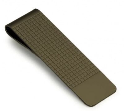 Visol Travis Dark Grey Plated Stainless Steel Money Clip with Tile Die-Stamped Pattern on Front