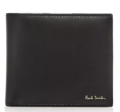 Camera-Print Leather B-Fold Wallet