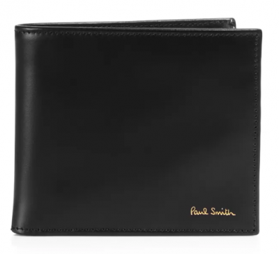 Multistripe-Lined Leather Bi-Fold Wallet