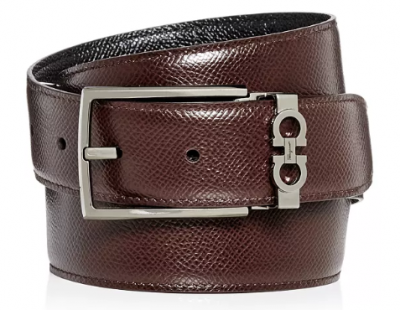 Gancini Keeper Reversible Leather Belt