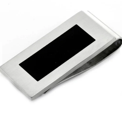 James Cavolini Black Enamel and Stainless Steel Square Money Clip