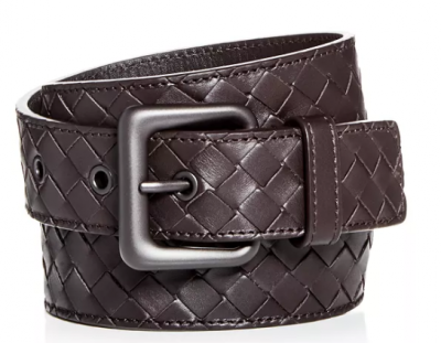 Matte Buckle Woven Leather Belt