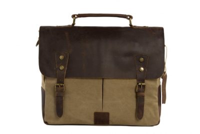 14” Canvas Leather Bag Briefcase Messenger Bag Shoulder Bag Laptop Bag 1807