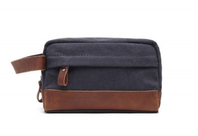 Personalized Canvas Toiletry Bag, Best Groomsmen Gift, Custom Canvas Dopp Kit with Leather Accents