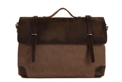 Handmade Canvas Leather Briefcase Messenger Bag Shoulder Bag Laptop Bag 6896