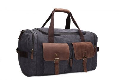 Canvas Leather Overnight Duffle Bag Canvas Travel Tote Duffel Weekend Bag Luggage AF14