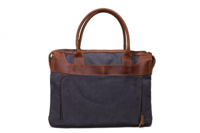 Vintage Style Leather Trimmed Waxed Canvas Briefcase, Messenger Bag, Shoulder Bag YD2193
