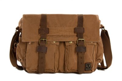 Canvas Leather Messenger Bag, Crossbody Bag for Men, Shoulder Bag, Laptop Bag 2138K