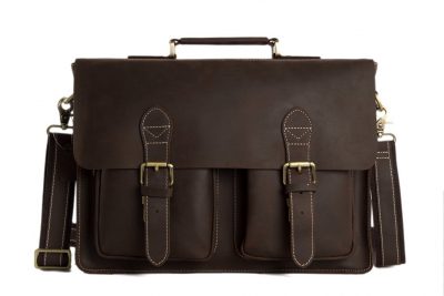 Handcrafted Top Grain Genuine Leather Laptop Briefcase Business Handbag Men Messenger Bag 0344