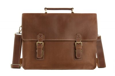 Vintage Brown Leather Briefcase, Men Messenger Bag, Laptop Bag 7035b-1