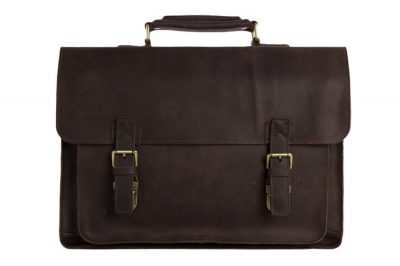 15” Handmade Vintage Genuine Leather Briefcase Messenger Bag Laptop Bag Men’s Handbag 7205