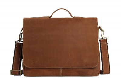 14” Vintage Leather Briefcase Messenger Bag, Laptop Bag, Men’s Bag 7108