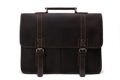 Vintage Style Top Grain Natural Leather Mens Briefcase, Messenger Bag, Laptop Bag 8017
