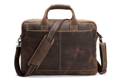 Handmade Vintage Leather Mens Briefcase, 16″ Laptop Bag, Messenger Bag 8012