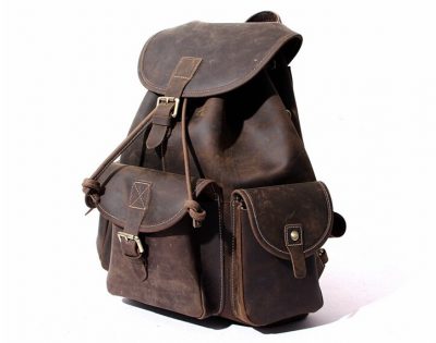 Large Size Vintage Leather Backpack Rucksack School Backpack 8891L