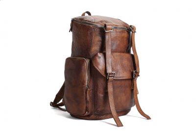 Oversized Vintage Leather Backpack, Travel Backpack mt06