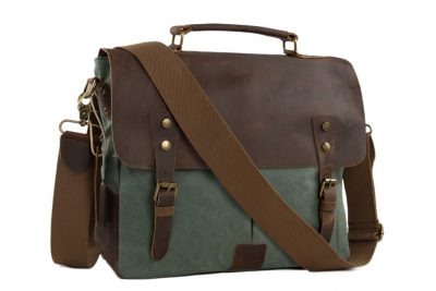 Canvas Leather Bag Briefcase Messenger Bag Shoulder Bag Laptop Bag 1807