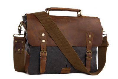Handmade Canvas Leather Bag Briefcase Messenger Bag Shoulder Bag Laptop Bag 1807