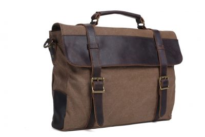 14” Canvas Leather Bag Briefcase Messenger Bag Shoulder Bag Laptop Bag 1870