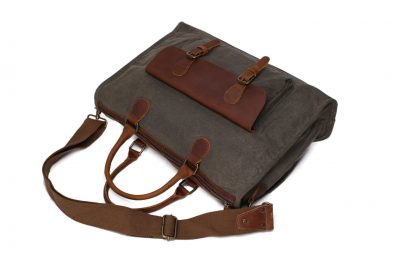 Waxed Canvas Leather Messenger Bag, Laptop Briefcase, Shoulder Bag YD2167