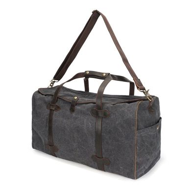 Waterproof Waxed Canvas Leather Trim Travel Tote Duffel Handbag Weekend Bag Overnight Duffle YD3175