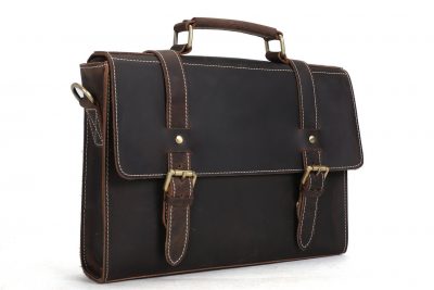 Handmade Vintage Style Leather Briefcase Messenger Bag Satchel Bag Crossbody Shoulder Bag 12007