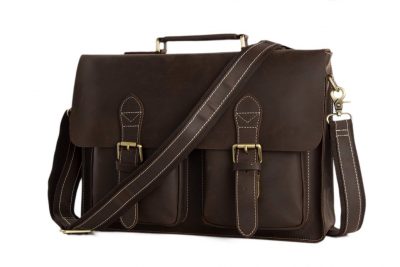 Handcrafted Top Grain Genuine Leather Laptop Briefcase Business Handbag Men Messenger Bag 0344