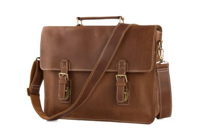 Vintage Brown Leather Briefcase, Men Messenger Bag, Laptop Bag 7035b-1