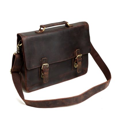 15” Vintage Genuine Leather Briefcase, Messenger Bag, Laptop Bag 7035b-1