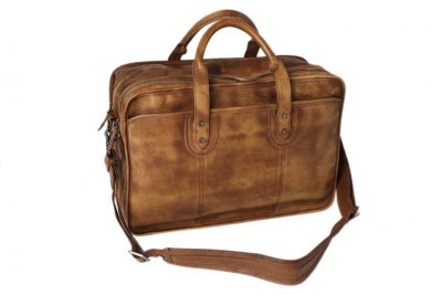 Handmade Vintage Full Grain Leather Mens Briefcase, 16” Laptop Bag, Business Handbag NZ01